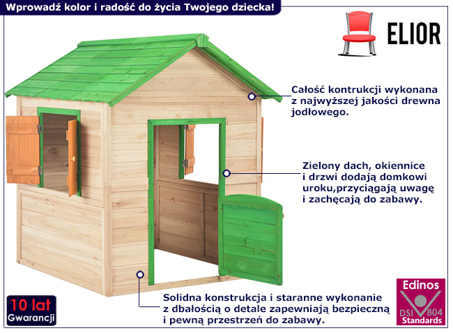 Drewniany domek ogrodowy Kombo kolor zielony