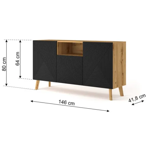 Wymiary komody 146cm Banti 3X