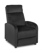 Czarny welurowy fotel z podnóżkiem - Alho 4X w sklepie Edinos.pl