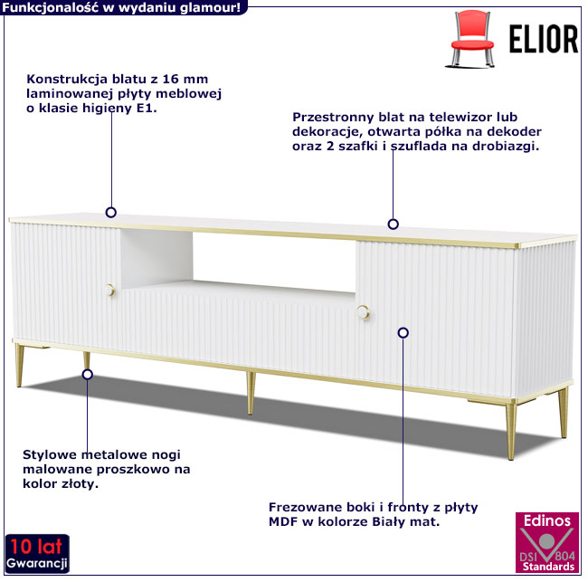 Szafka rtv biały mat Olbia 4X