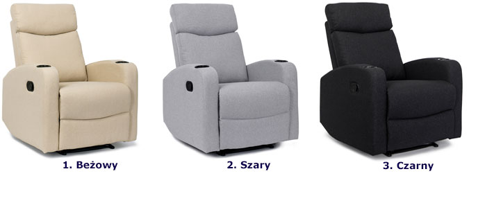 Czarny fotel rozkładany nowoczesny Honet 3X