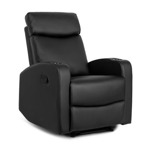 Czarny skórzany fotel z podnóżkiem Honet 4X