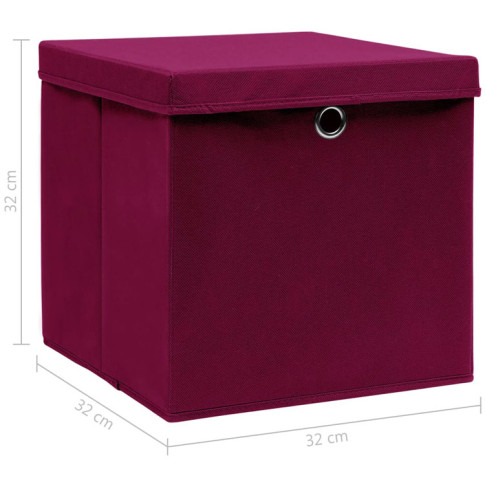 wymiary pudełka z kompletu 4 ciemnoczerwonych pudełek Dazo 4X