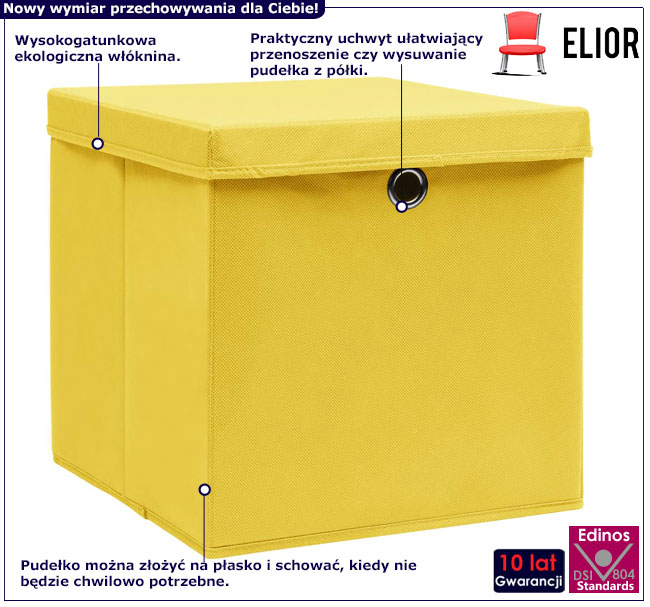 Infografika zestawu 4 szt żółtych pudełek Holm 4X