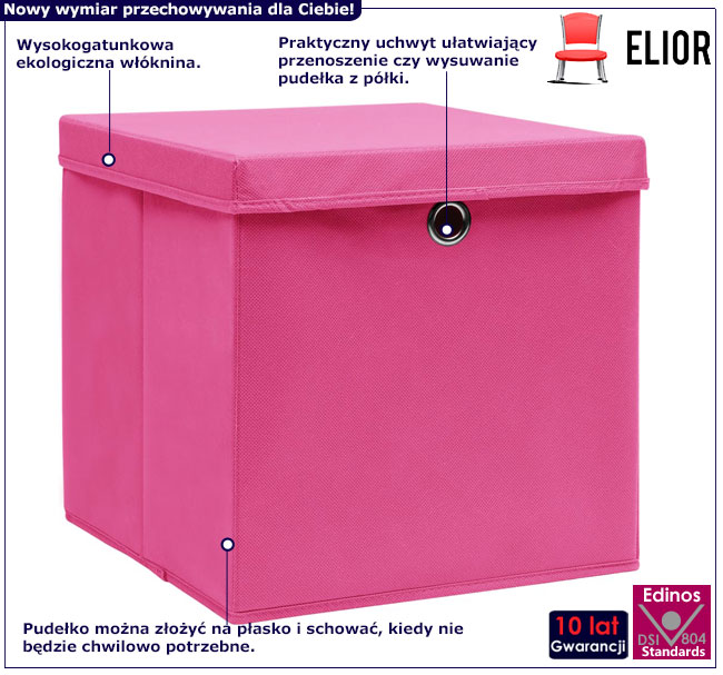 Infografika zestawu 4 szt różowych pudełek Dazo 4X
