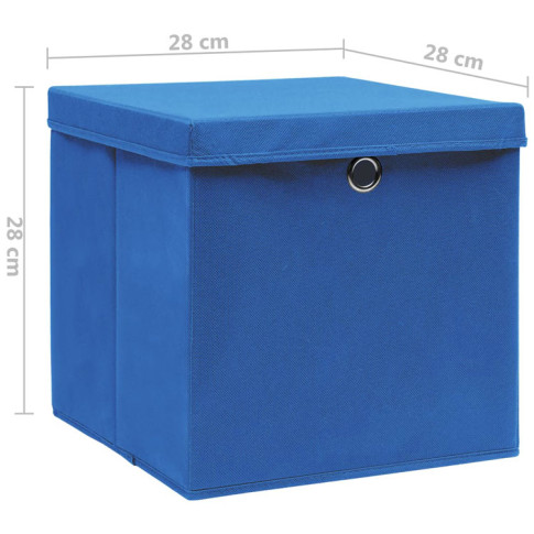 zestaw 4 niebieskich pudełek do przechowywania Dazo 3X wymiary