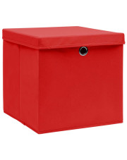 Zestaw 4 czerwonych pudełek z pokrywami - Dazo 3X w sklepie Edinos.pl