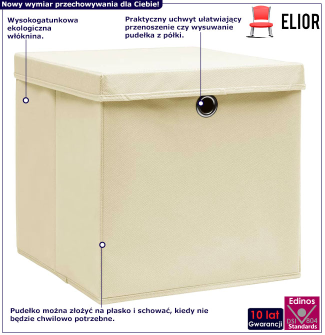 Infografika kompletu 4 kremowych pudełek Nelora 3X