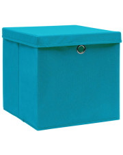 Błękitne składane pudełka do regału 4 sztuki - Dazo 3X w sklepie Edinos.pl