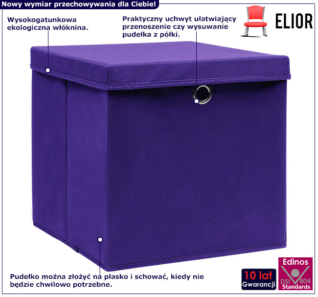 Infografika zestawu 4 szt fioletowych pudełek Dazo 4X