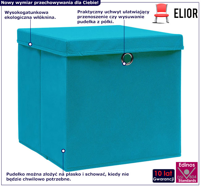 Infografika zestawu 4 szt błękitnych pudełek Holm 4X