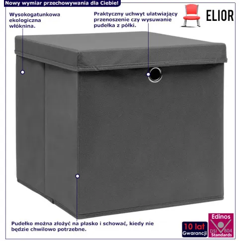 infografika zestaw 4 szt pudełek szary Dazo 3X