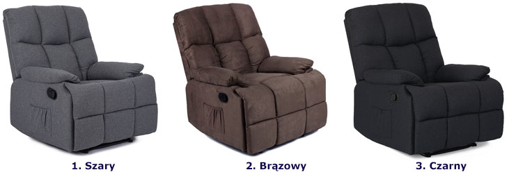 Czarny duży fotel relaksacyjny do salonu Invo 