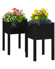 Zestaw czarnych drewnianych donic ogrodowych - Venezia w sklepie Edinos.pl