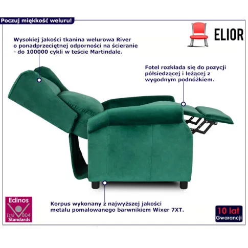 Zielony fotel do salonu Alvo