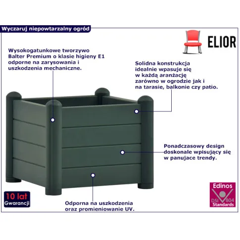 Zielona kwadratowa donica ogrodowa Rofi