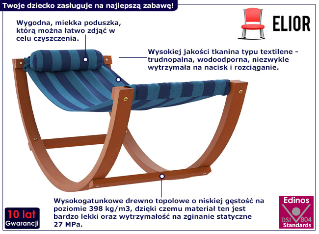 Niebieski leżak dziecięcy Gardeno