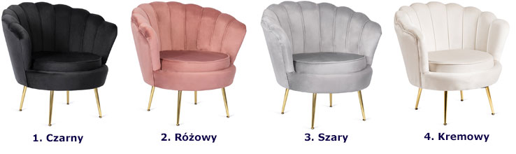 Różowy fotel do salonu na złotych nogach Apro