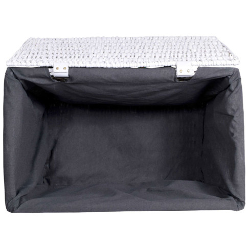 biały wiklinowy kufer z szarym lnianym wkładem Zuna 3X