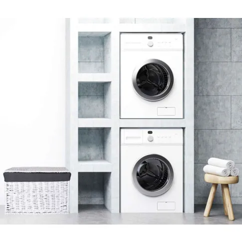 biało szary kosz wiklinowy 105l Zuna 4X w nowoczesnej pralni