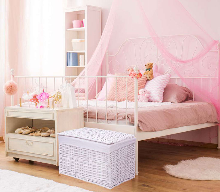 Pokój dziecięcy z wykorzystaniem kufra wiklinowego Cider 4X