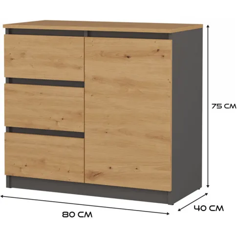 wymiary komody z 3 szufladami antracyt artisan fida