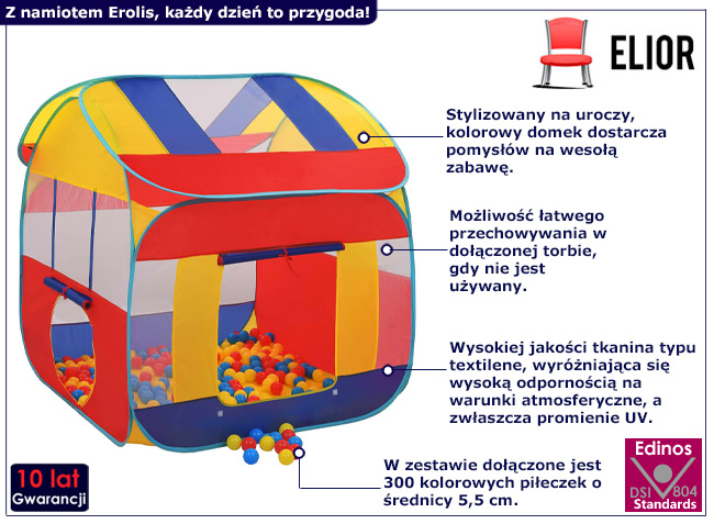 Kolorowy namiot dziecięcy Erolis