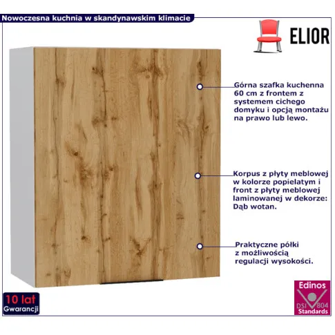 Kuchenna szafka górna 60cm dąb wotan Madlen 29X