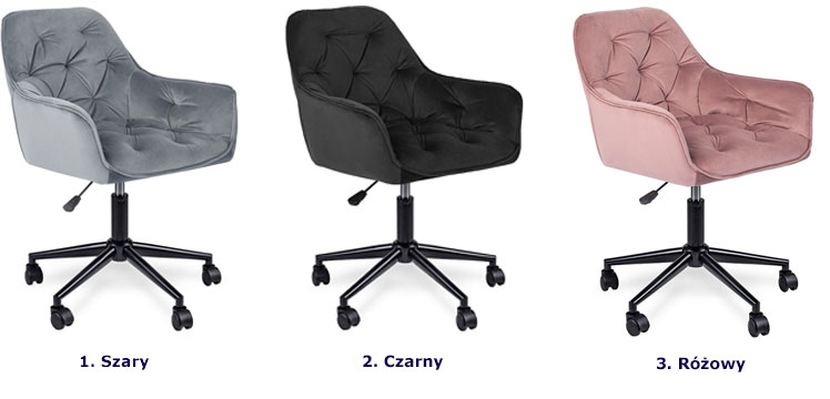 Różowy pikowany fotel biurowy Xami 3X