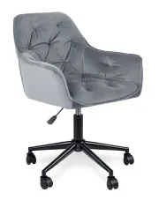 Szary pikowany elegancki fotel obrotowy - Xami 3X