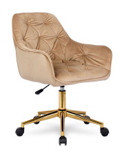 Beżowy welurowy fotel biurowy glamour - Xami 4X w sklepie Edinos.pl