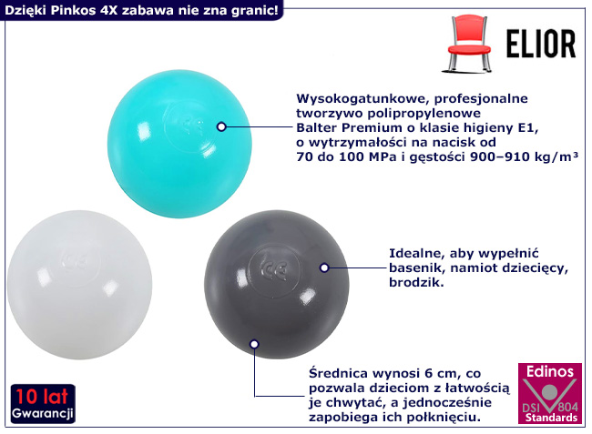Zestaw kolorowych piłeczek do zabawy Nario 4X