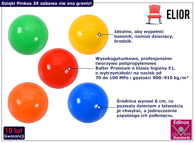 Zestaw kolorowych piłeczek do zabawy Ekori 3X