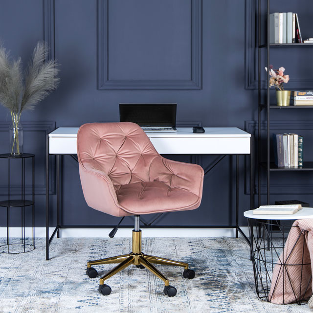 Różowy fotel obrotowy pracowniczy w stylu glamour Xami 4X