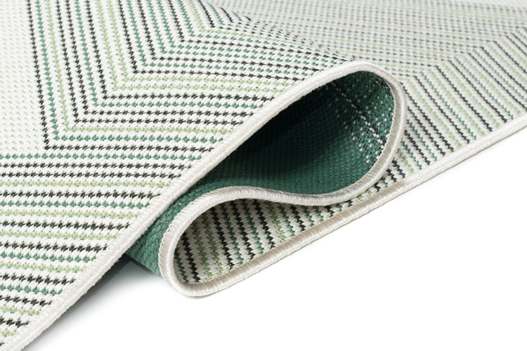 Kremowy dywan sznurkowy w zielony zygzak Losera 8X