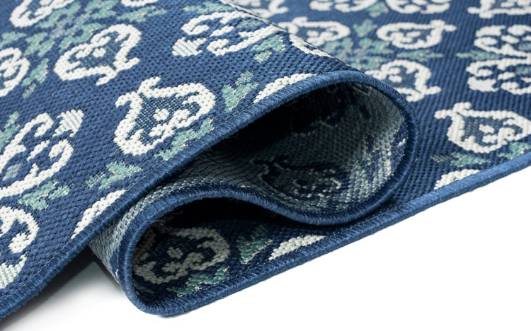 Niebieski dywan na taras w kwiaty Losera 5X