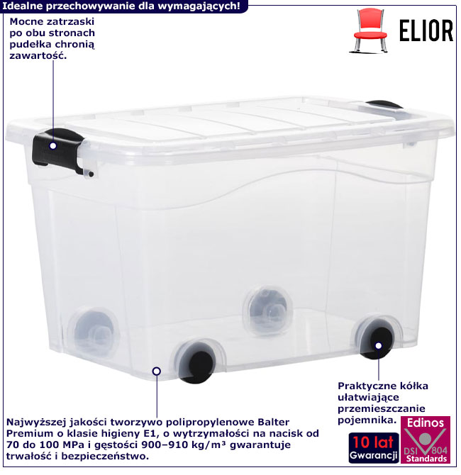 Infografika kompletu 2 pojemników na kółkach 40l Enro 9X