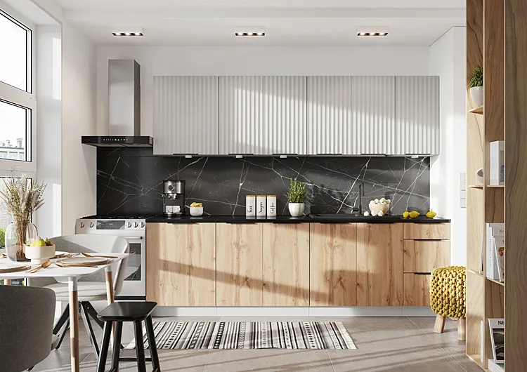 Wizualizacja aranżacji z wybranym zestawem mebli z kolekcji Madlen