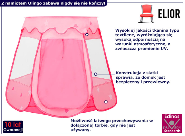 Namiot dziecięcy do zabawy Booki kolor różowy