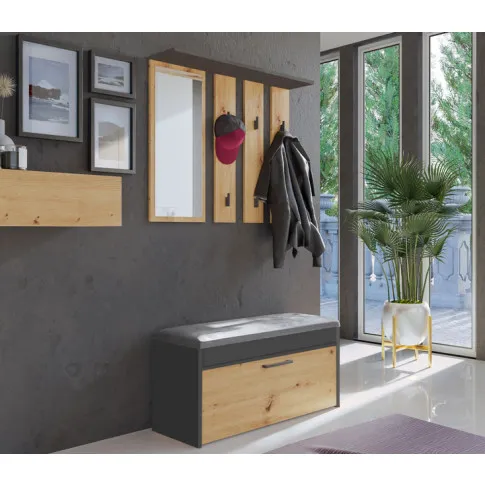 nowoczesny przedpokój z wykorzystaniem garderoby z lustrem antracyt artisan Wenezi 3X