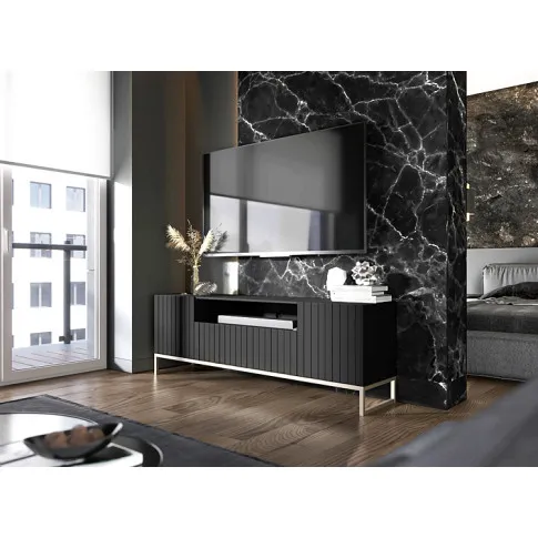 Wizualizacja aranżacji z czarną szafką rtv Irving 7X