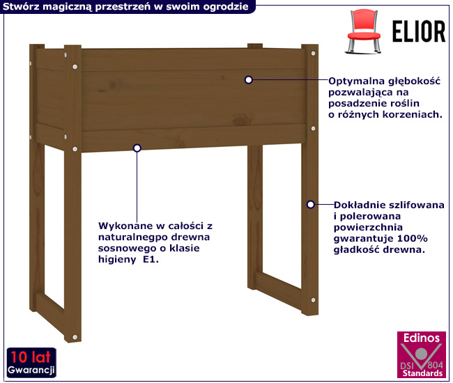 Brązowa duża donica ogrodowa Asto