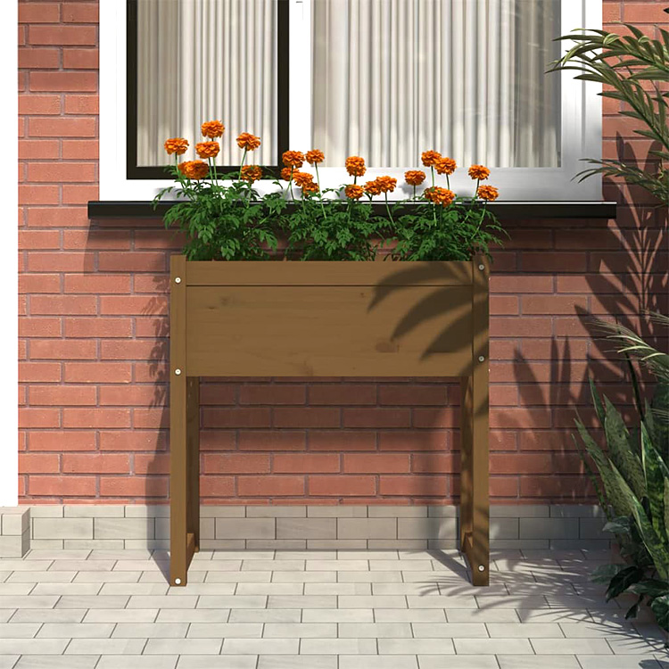 Brązowa drewniana donica ogrodowa Asto