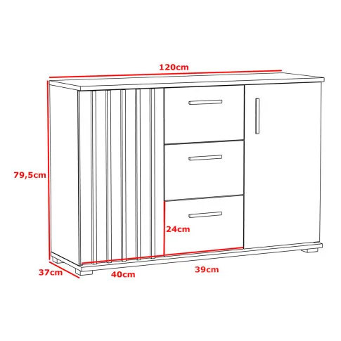 Wymiary komody Lironi 5X