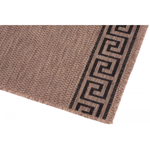 Brązowy chodnik dywanowy płasko tkany sznurkowy z greckim wzorem Unos 10X