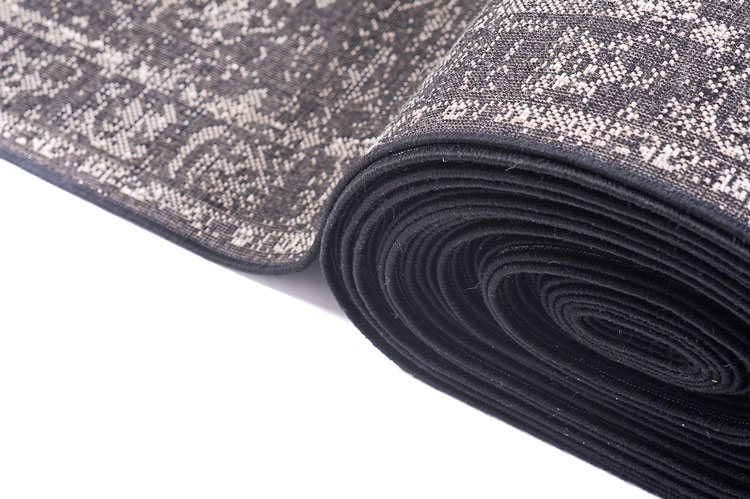 Czarno-szary chodnik sznurkowy w rustykalny wzór Fleksi 8X