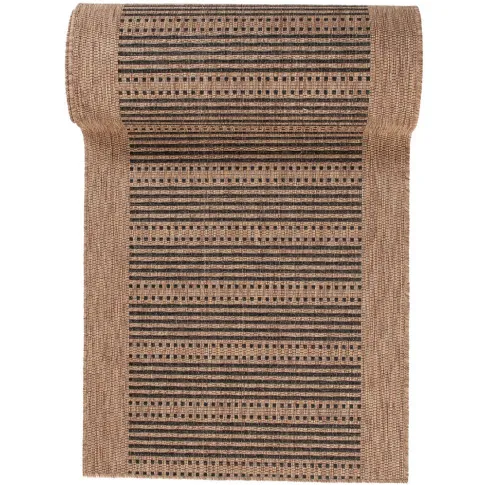 Kawowy chodnik ze sznurka w czarne linie Unos 7X