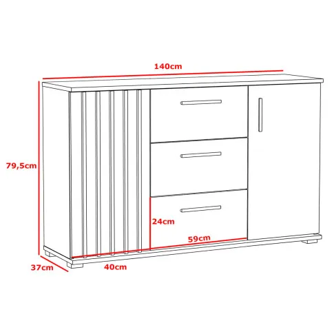 Wymiary komody Lironi 6X