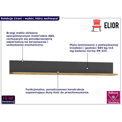Półka ścienna 140 cm Lironi 7X