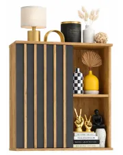 Wisząca szafka w stylu loft z czarnymi lamelami - Igiz 9X w sklepie Edinos.pl